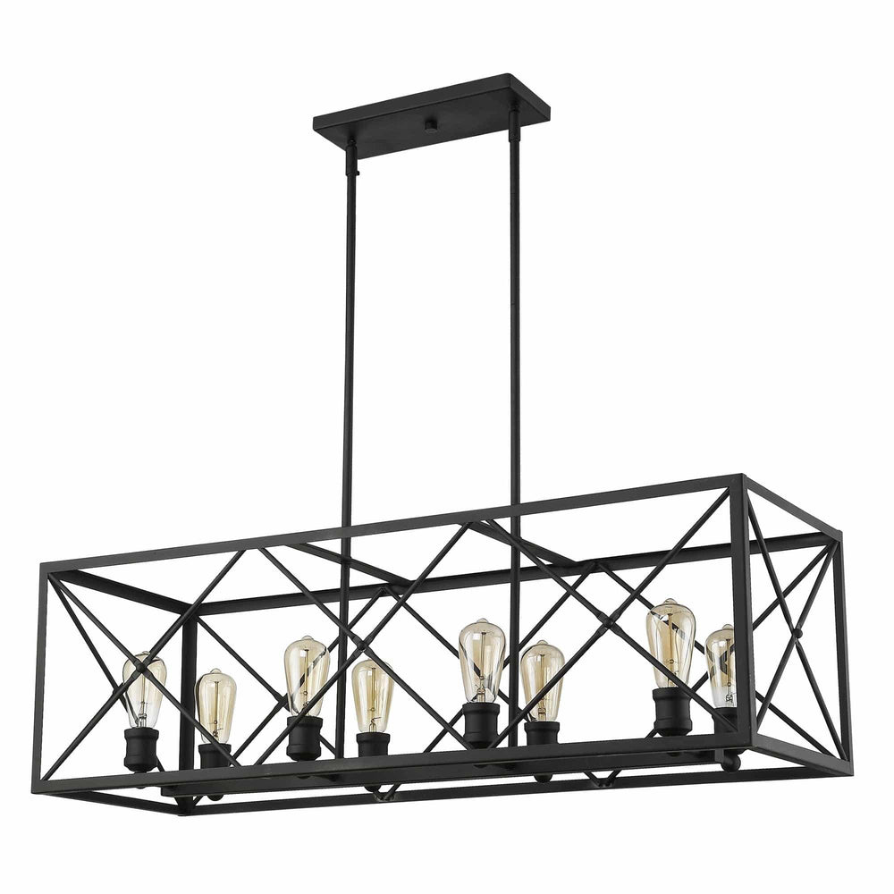 Brooklyn 8-Light Matte Black Island Pendant With Metal Framework Shade - Homeroots - Flyclothing LLC