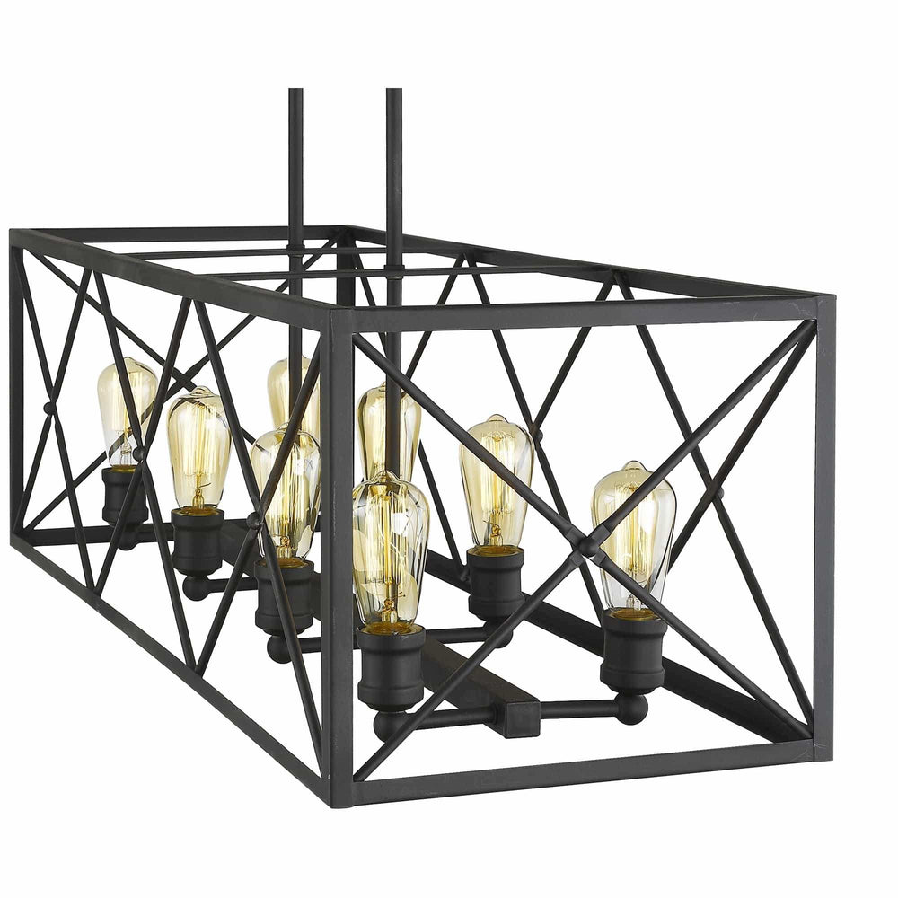 Brooklyn 8-Light Matte Black Island Pendant With Metal Framework Shade - Homeroots - Flyclothing LLC