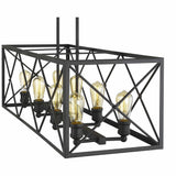 Brooklyn 8-Light Matte Black Island Pendant With Metal Framework Shade - Homeroots - Flyclothing LLC