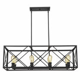 Brooklyn 8-Light Matte Black Island Pendant With Metal Framework Shade - Homeroots - Flyclothing LLC