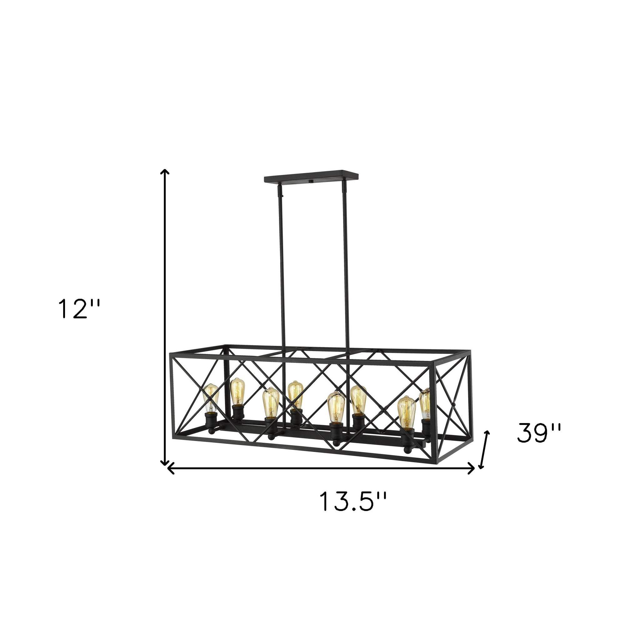 Brooklyn 8-Light Matte Black Island Pendant With Metal Framework Shade - Homeroots - Flyclothing LLC