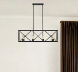 Brooklyn 8-Light Matte Black Island Pendant With Metal Framework Shade - Homeroots
