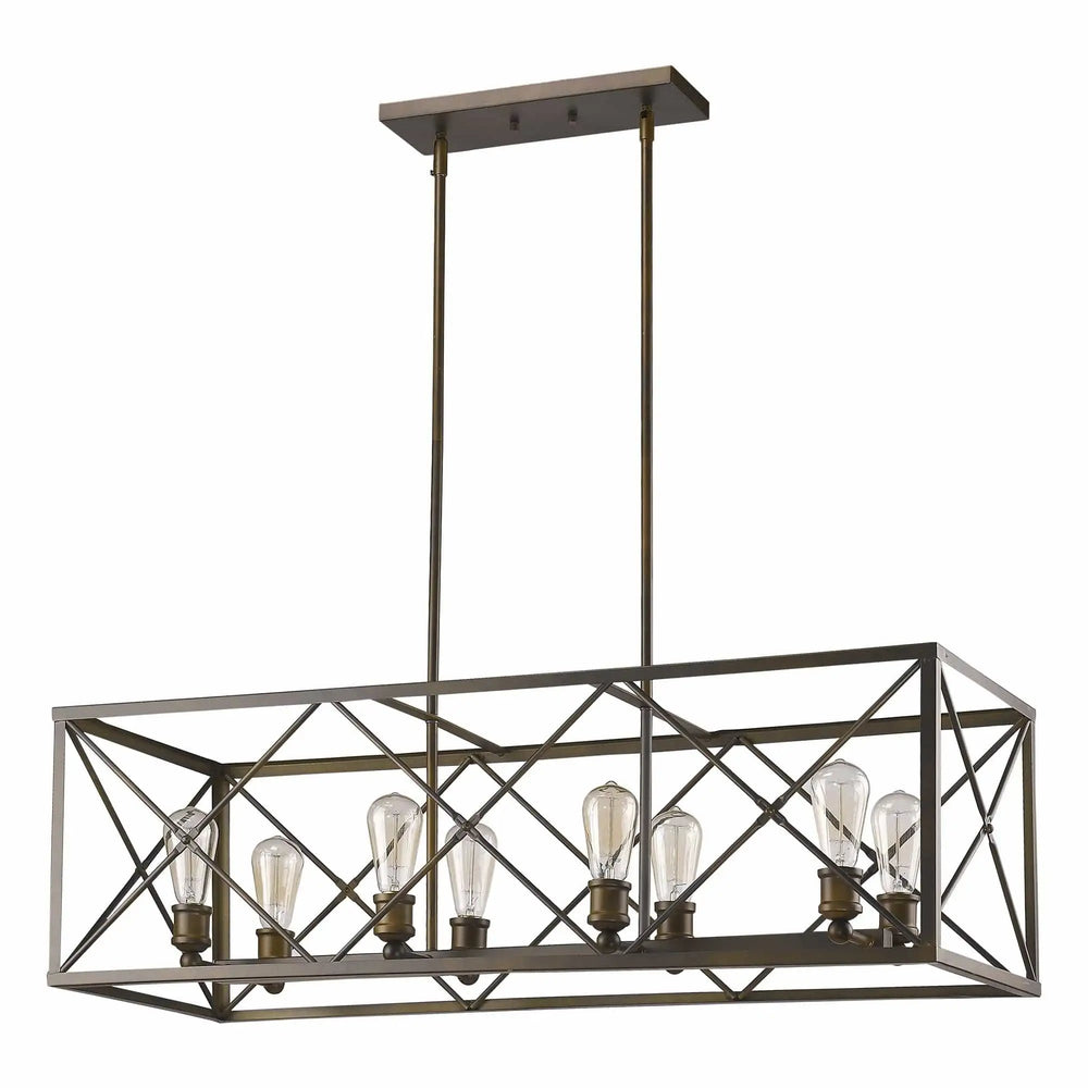 Brooklyn 8-Light Oil-Rubbed Bronze Island Pendant With Metal Framework Shade - Homeroots