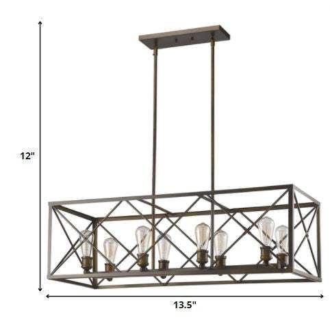 Brooklyn 8-Light Oil-Rubbed Bronze Island Pendant With Metal Framework Shade - Homeroots - Flyclothing LLC