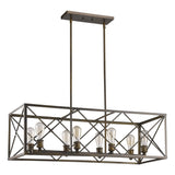 Brooklyn 8-Light Oil-Rubbed Bronze Island Pendant With Metal Framework Shade - Homeroots