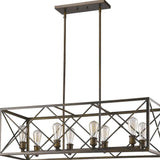 Brooklyn 8-Light Oil-Rubbed Bronze Island Pendant With Metal Framework Shade - Homeroots