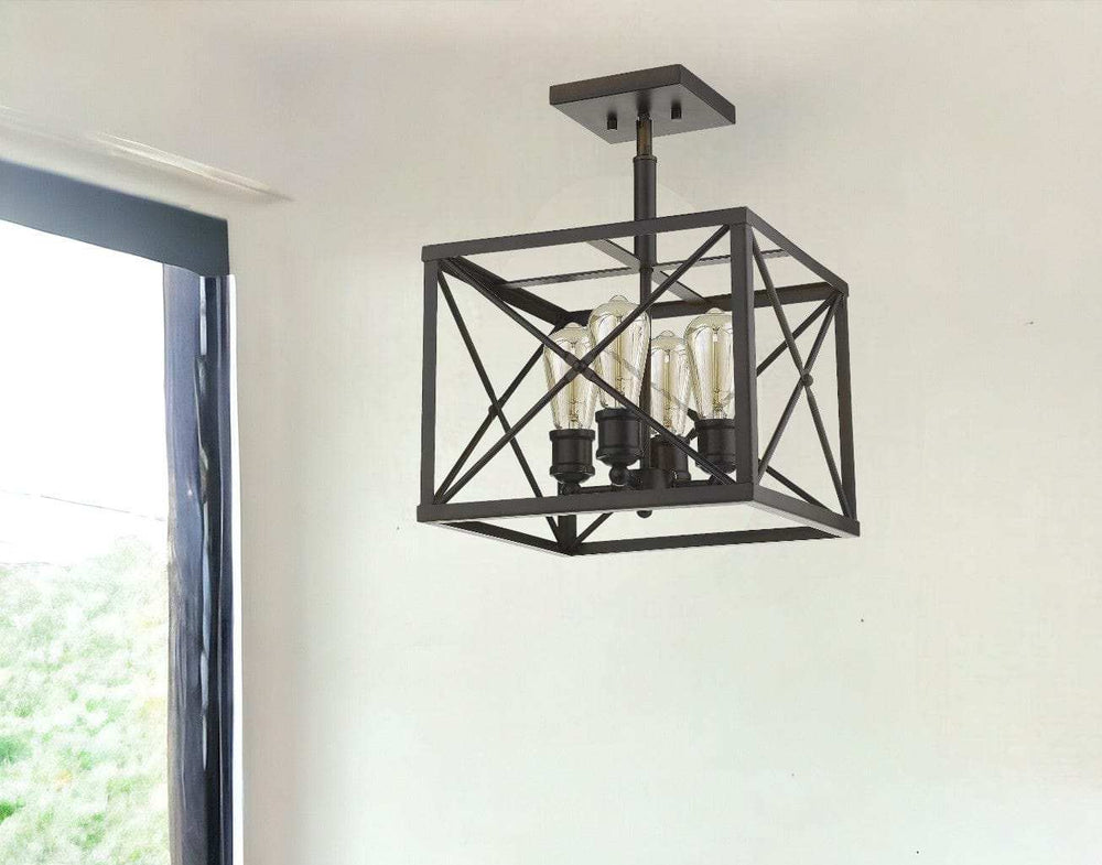 Brooklyn 4-Light Oil-Rubbed Bronze Convertible Pendant - Homeroots - Flyclothing LLC