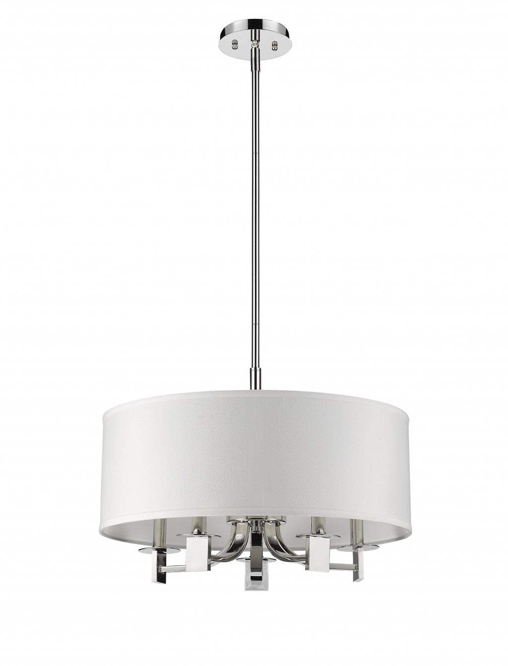 Andrea 5-Light Polished Nickel Drum Pendant With Ivory Hardback Shade - Homeroots - Flyclothing LLC
