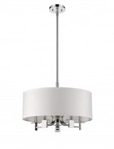Andrea 5-Light Polished Nickel Drum Pendant With Ivory Hardback Shade - Homeroots - Flyclothing LLC