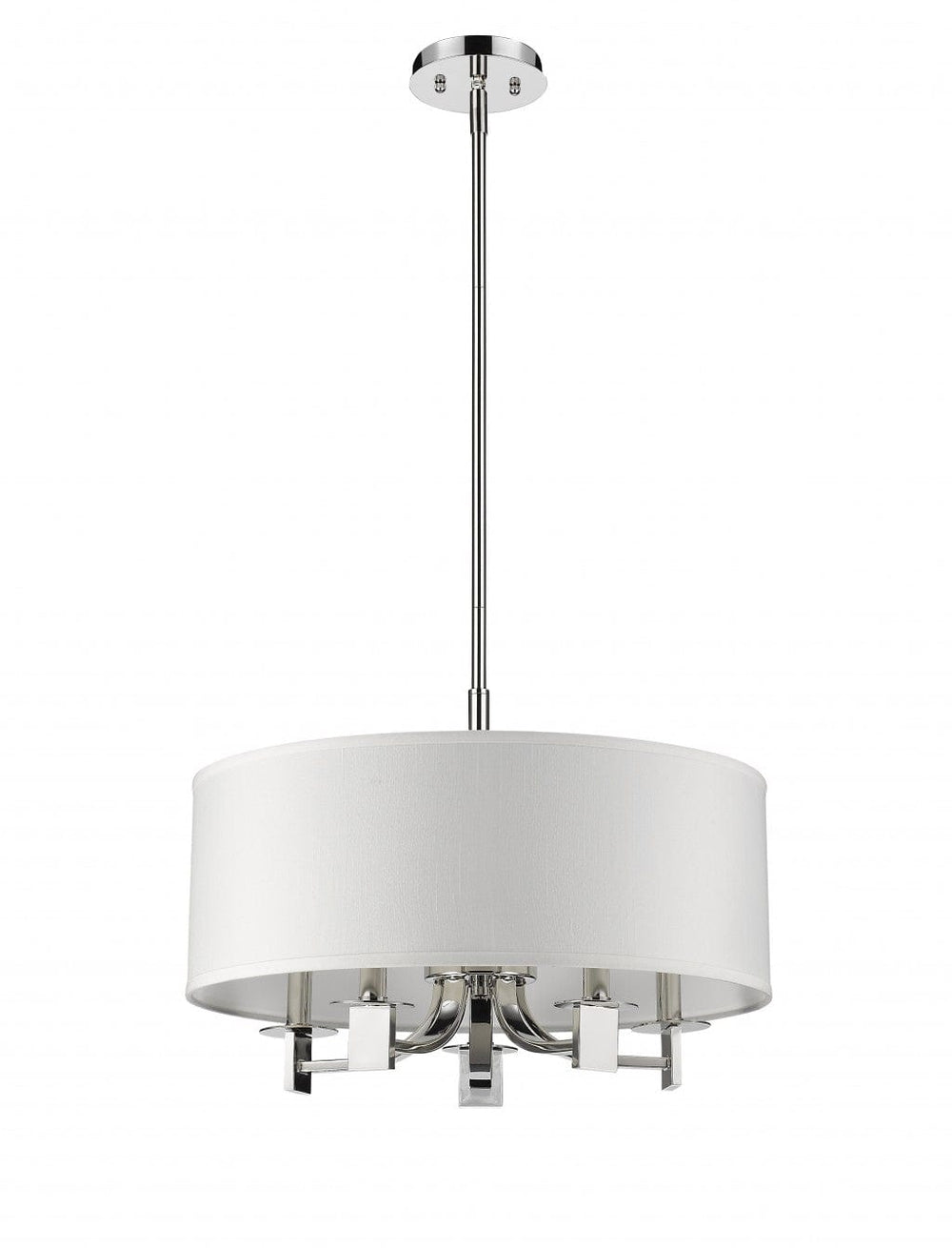 Andrea 5-Light Polished Nickel Drum Pendant With Ivory Hardback Shade - Homeroots