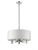 Andrea 5-Light Polished Nickel Drum Pendant With Ivory Hardback Shade - Homeroots