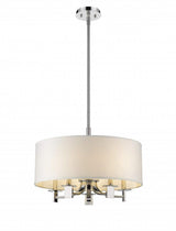 Andrea 5-Light Polished Nickel Drum Pendant With Ivory Hardback Shade - Homeroots - Flyclothing LLC
