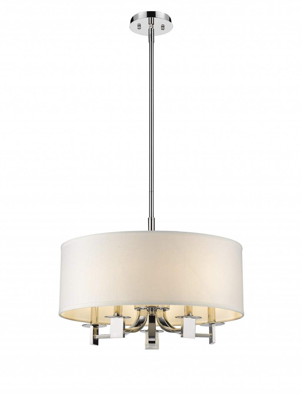 Andrea 5-Light Polished Nickel Drum Pendant With Ivory Hardback Shade - Homeroots - Flyclothing LLC