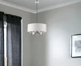 Andrea 5-Light Polished Nickel Drum Pendant With Ivory Hardback Shade - Homeroots