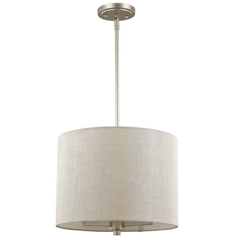 Daria 3-Light Washed Gold Pendant With Washed Gold And White Drum Shade - Homeroots - Flyclothing LLC