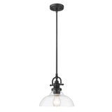 Matte Black Hanging Light with Glass Dome Shade - Homeroots - Flyclothing LLC