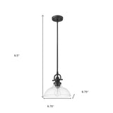 Matte Black Hanging Light with Glass Dome Shade - Homeroots - Flyclothing LLC