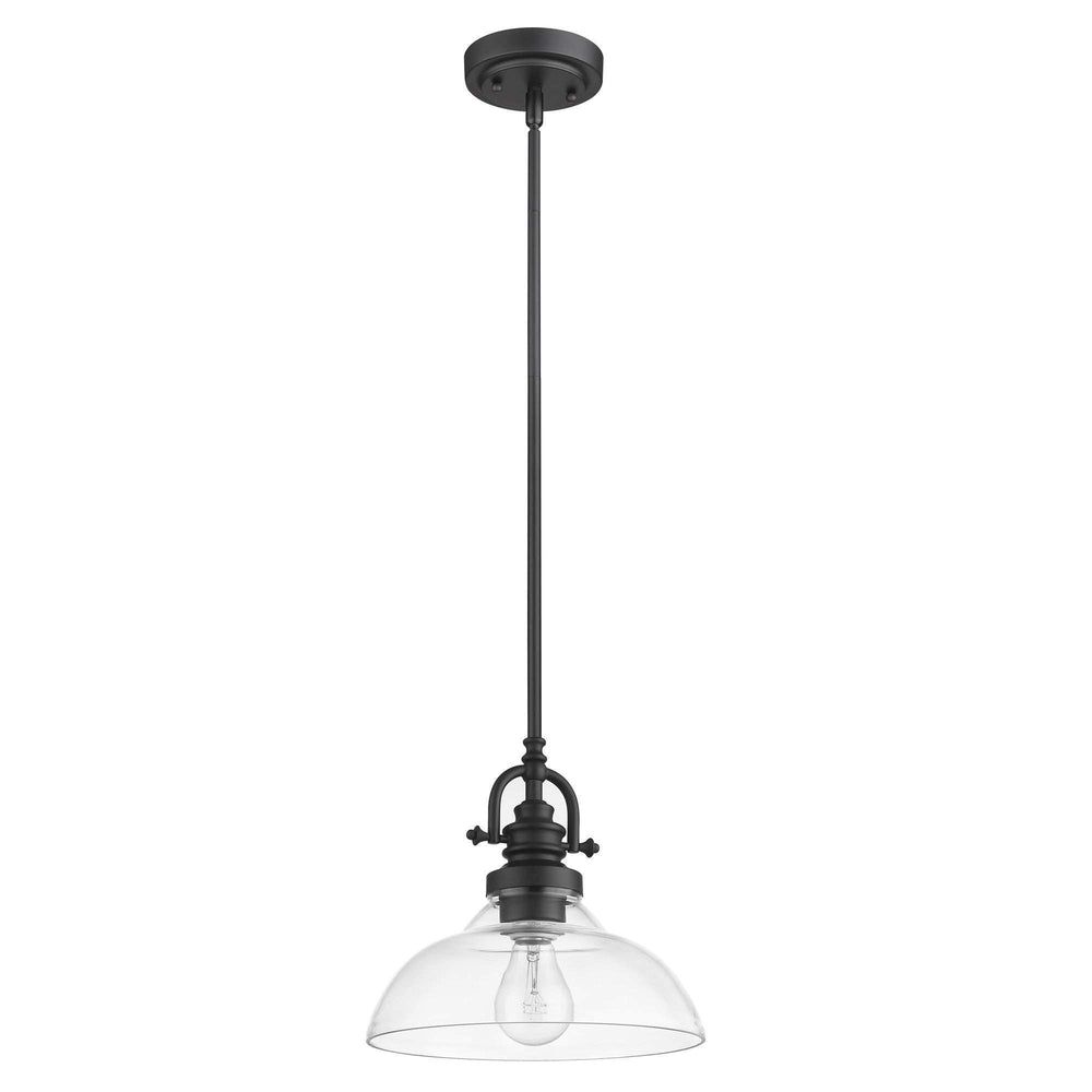 Matte Black Hanging Light with Glass Dome Shade - Homeroots - Flyclothing LLC