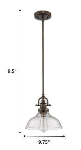 Antique Bronze Hanging Light with Glass Dome Shade - Homeroots - Flyclothing LLC