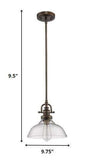 Antique Bronze Hanging Light with Glass Dome Shade - Homeroots - Flyclothing LLC