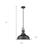 Matte Black Hanging Light with Dome Shade - Homeroots - Flyclothing LLC