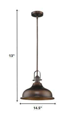 Antique Bronze Hanging Light with Dome Shade - Homeroots - Flyclothing LLC