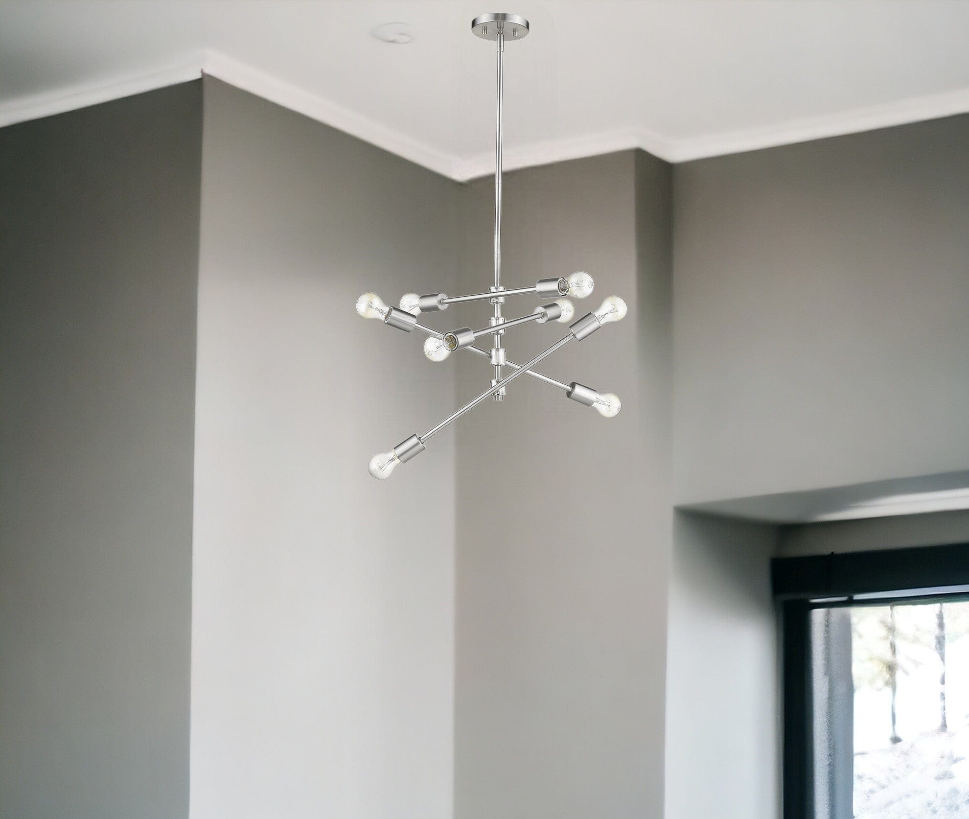Calix 8-Light Satin Nickel Pendant - Homeroots