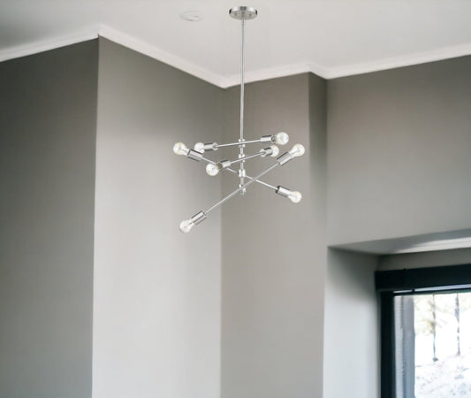 Calix 8-Light Satin Nickel Pendant - Homeroots