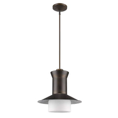 Greta 1-Light Oil-Rubbed Bronze Pendant With Gloss White Interior And Etched Glass Shade - Homeroots