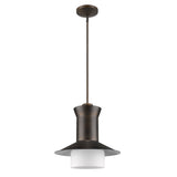 Greta 1-Light Oil-Rubbed Bronze Pendant With Gloss White Interior And Etched Glass Shade - Homeroots