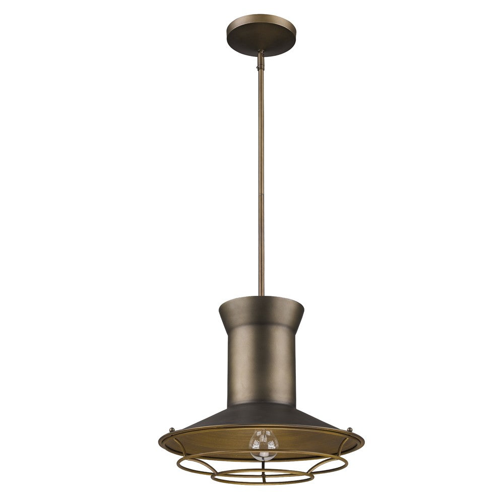 Newport 1-Light Tin Coated Pendant With Raw Brass Interior Shade And Louver - Homeroots