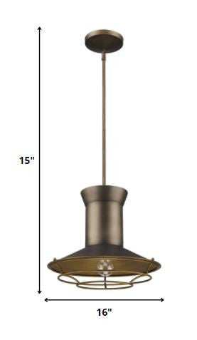 Newport 1-Light Tin Coated Pendant With Raw Brass Interior Shade And Louver - Homeroots - Flyclothing LLC