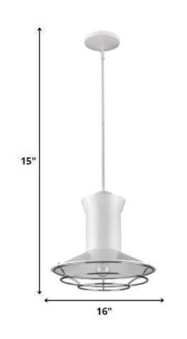 Newport 1-Light White Pendant With Polished Nickel Louver - Homeroots - Flyclothing LLC