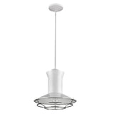 Newport 1-Light White Pendant With Polished Nickel Louver - Homeroots
