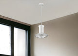 Newport 1-Light White Pendant With Polished Nickel Louver - Homeroots