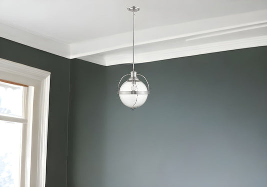 Kassian 1-Light Satin Nickel Pendant - Homeroots