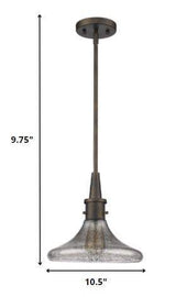 Antique Bronze Hanging Light with Pebbled Glass Shade - Homeroots - Flyclothing LLC
