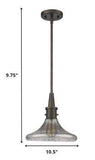 Antique Bronze Hanging Light with Pebbled Glass Shade - Homeroots - Flyclothing LLC