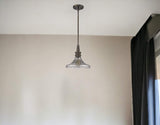 Antique Bronze Hanging Light with Pebbled Glass Shade - Homeroots - Flyclothing LLC