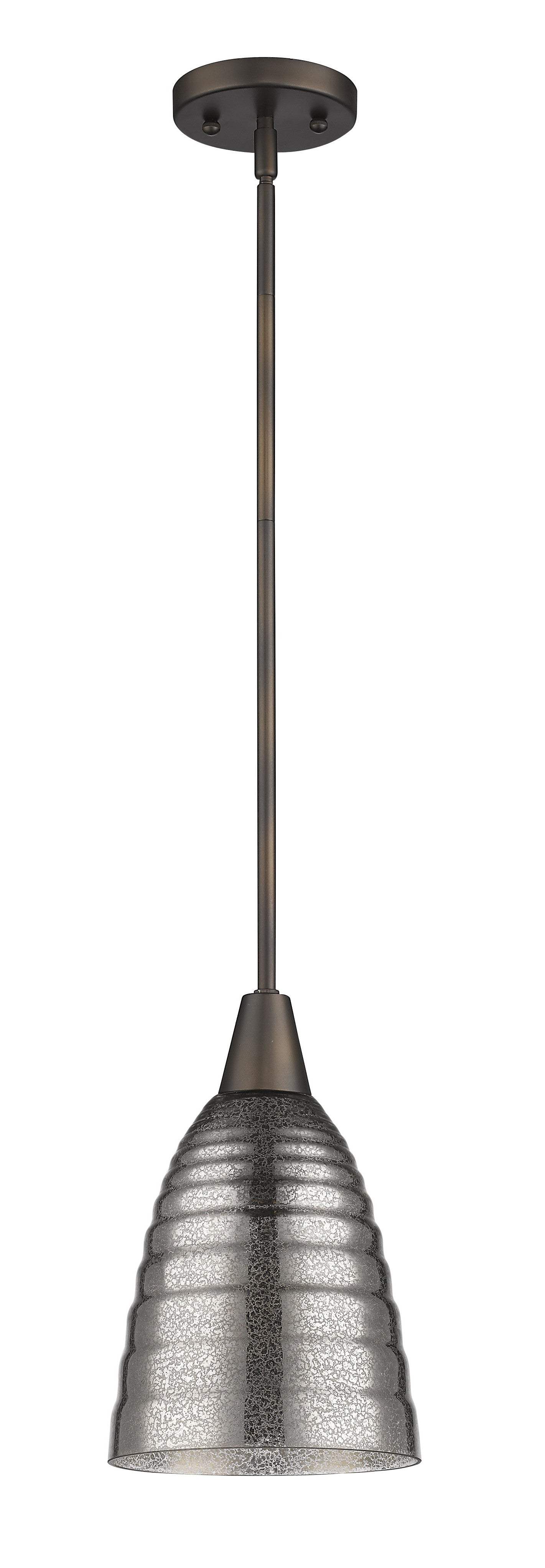Bronze Hanging Light with Ribbed Pebbled Glass Shade - Homeroots - Flyclothing LLC
