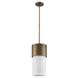 Midtown 1-Light Raw Brass Pendant With Frosted Glass Shade - Homeroots