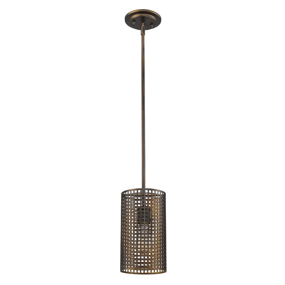 Bronze Metal Hanging Light with Mesh Shade - Homeroots