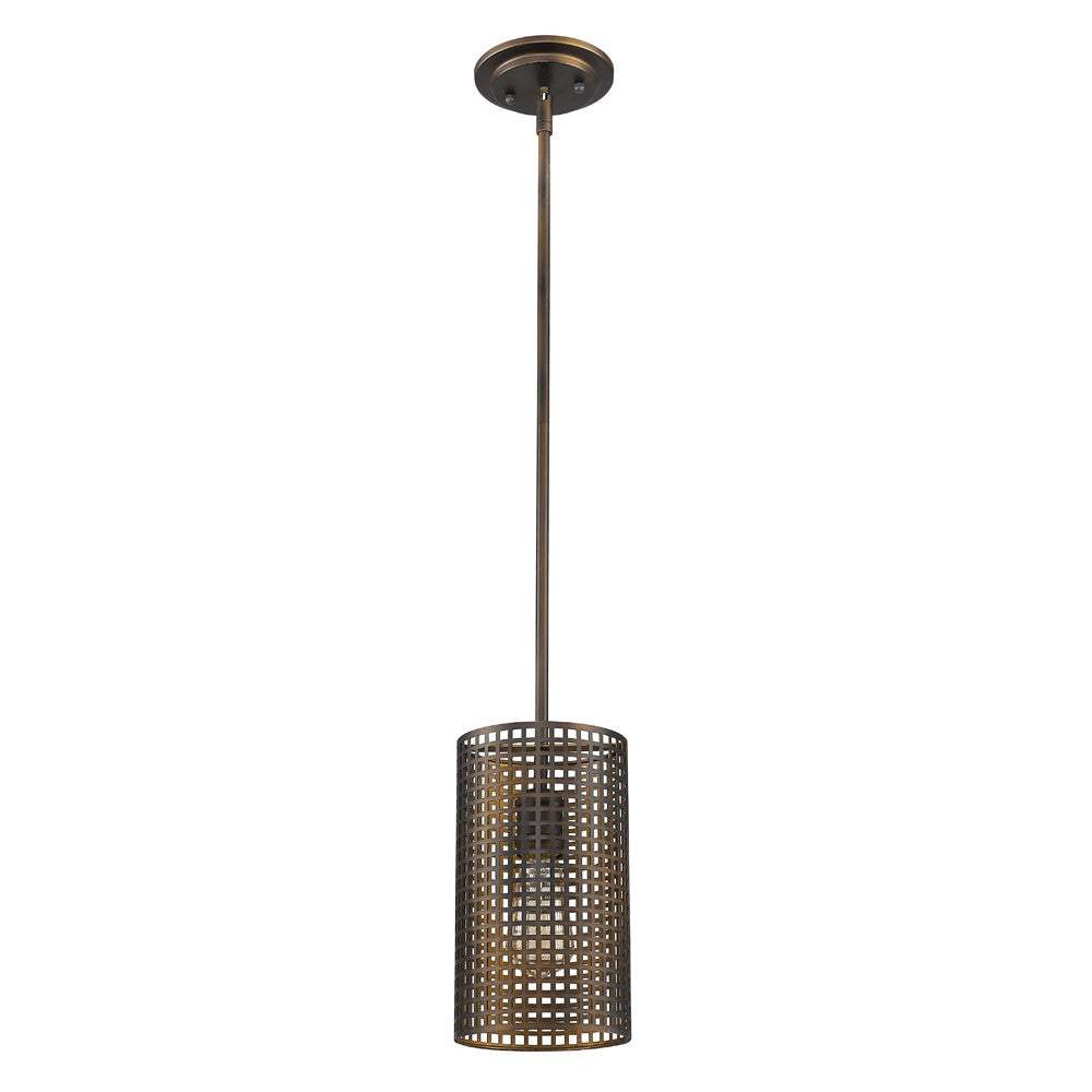 Bronze Metal Hanging Light with Mesh Shade - Homeroots - Flyclothing LLC