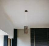 Bronze Metal Hanging Light with Mesh Shade - Homeroots