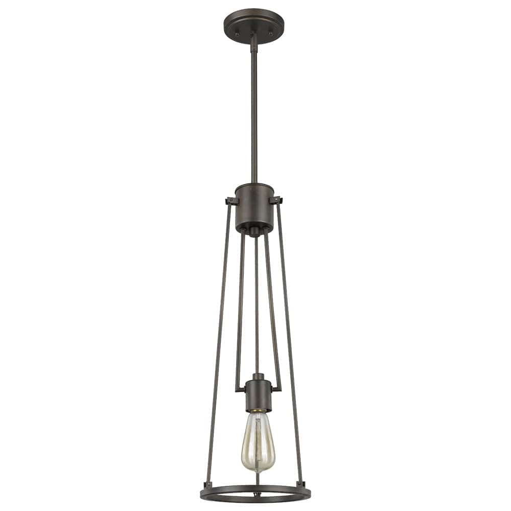 Jade 1-Light Oil-Rubbed Bronze Pendant With Vertical Structural Frames - Homeroots