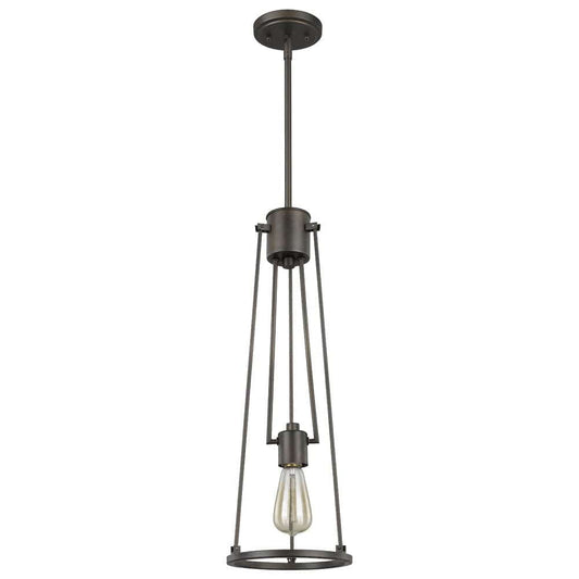 Jade 1-Light Oil-Rubbed Bronze Pendant With Vertical Structural Frames - Homeroots