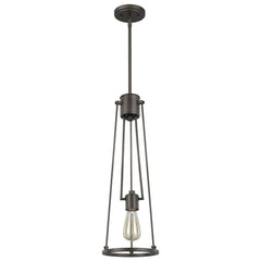 Jade 1-Light Oil-Rubbed Bronze Pendant With Vertical Structural Frames - Homeroots