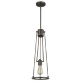 Jade 1-Light Oil-Rubbed Bronze Pendant With Vertical Structural Frames - Homeroots