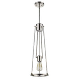 Jade 1-Light Polished Nickel Pendant With Vertical Structural Frames - Homeroots - Flyclothing LLC