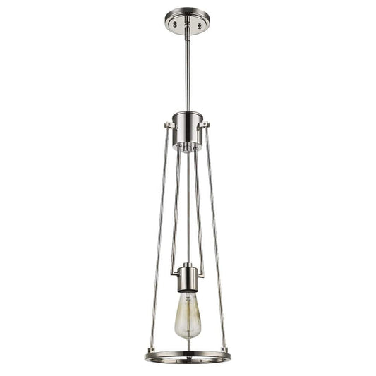 Jade 1-Light Polished Nickel Pendant With Vertical Structural Frames - Homeroots
